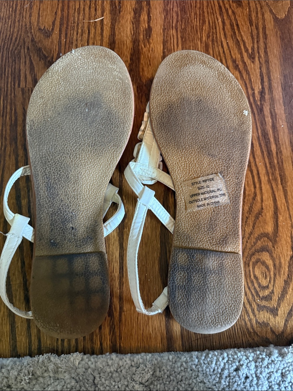 Wet Seal Cream Ruffle T-Strap Sandals - Picture 4 of 4